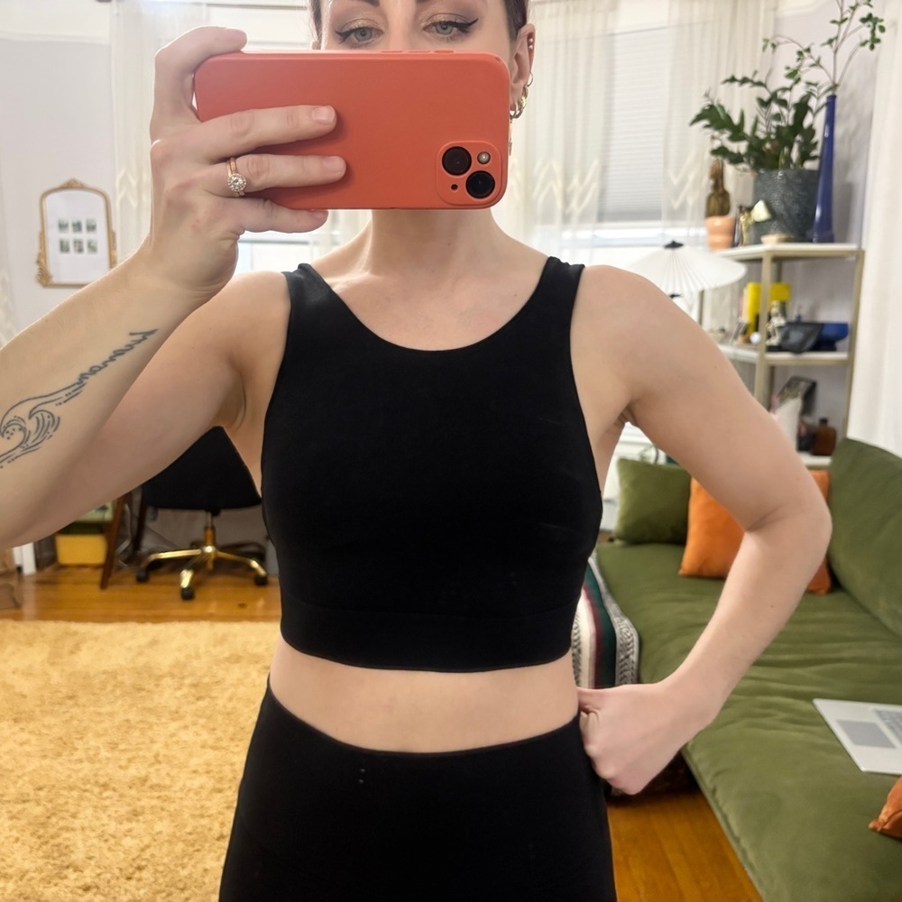 ZARA Black High Neck Low Back Sz Small Strapless Cropped Tank Top - sz S - Picture 8 of 9